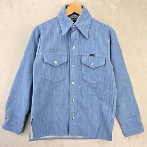 Vintage Big Yank Denim Shirt Mens Small Blue Workwear Jacket Metal Snap Button